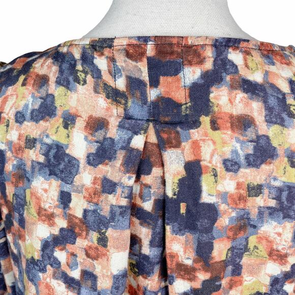 John Mark Linen Cold Shoulder Bell Sleeve Tunic Top Watercolor Print M - Picture 6 of 9